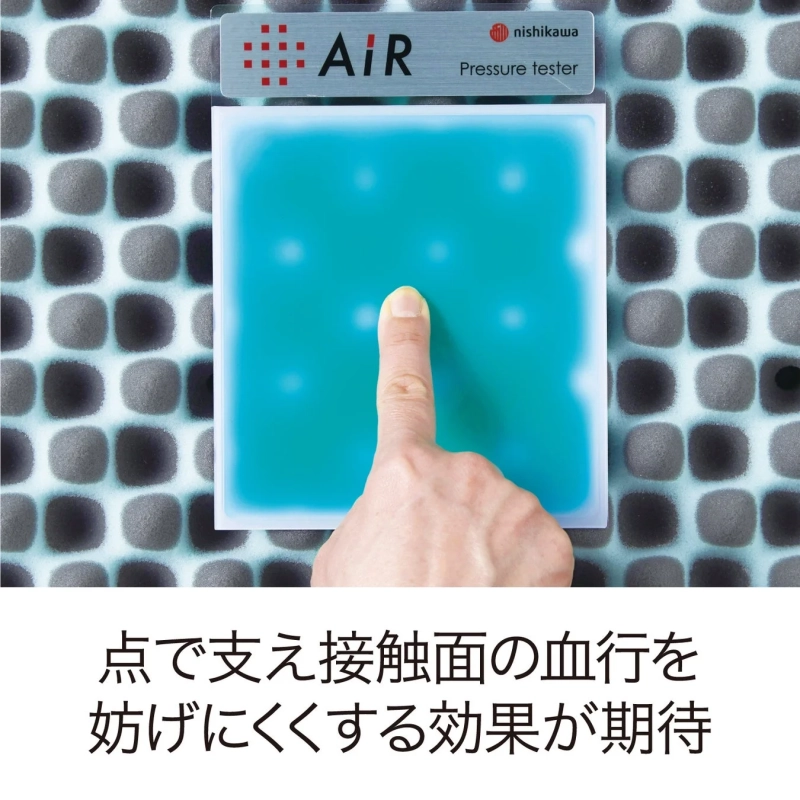 西川AIRのプレッシャーテスターによる体圧分散の様子