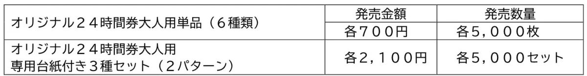 オリジナル24時間券大人用の販売情報