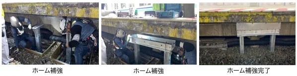 ホーム補強工事の様子