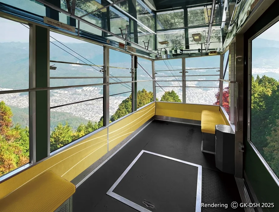 ケーブルカー車内からの展望