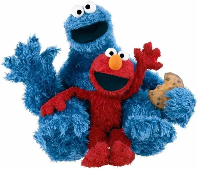 エルモとクッキーモンスターのぬいぐるみ