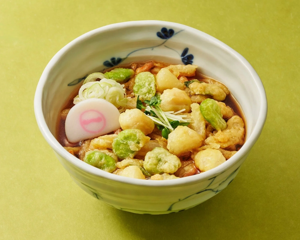 小柱とそら豆のばら天そば