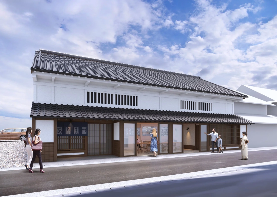 和風建築の通り、人々