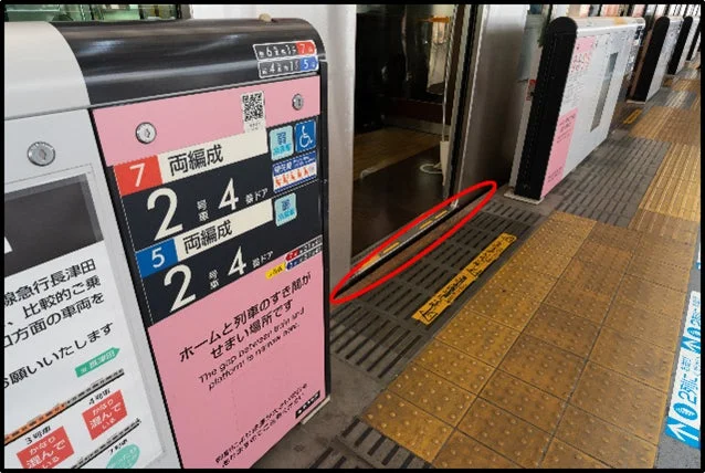 ホームと列車のすき間が狭い場所の案内