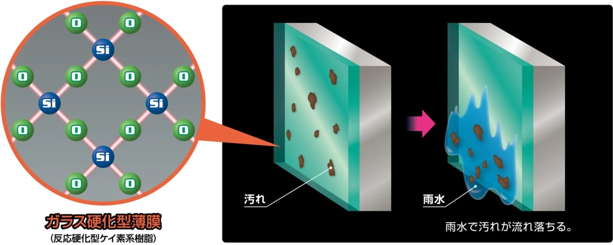 ガラス硬化型薄膜による防汚効果