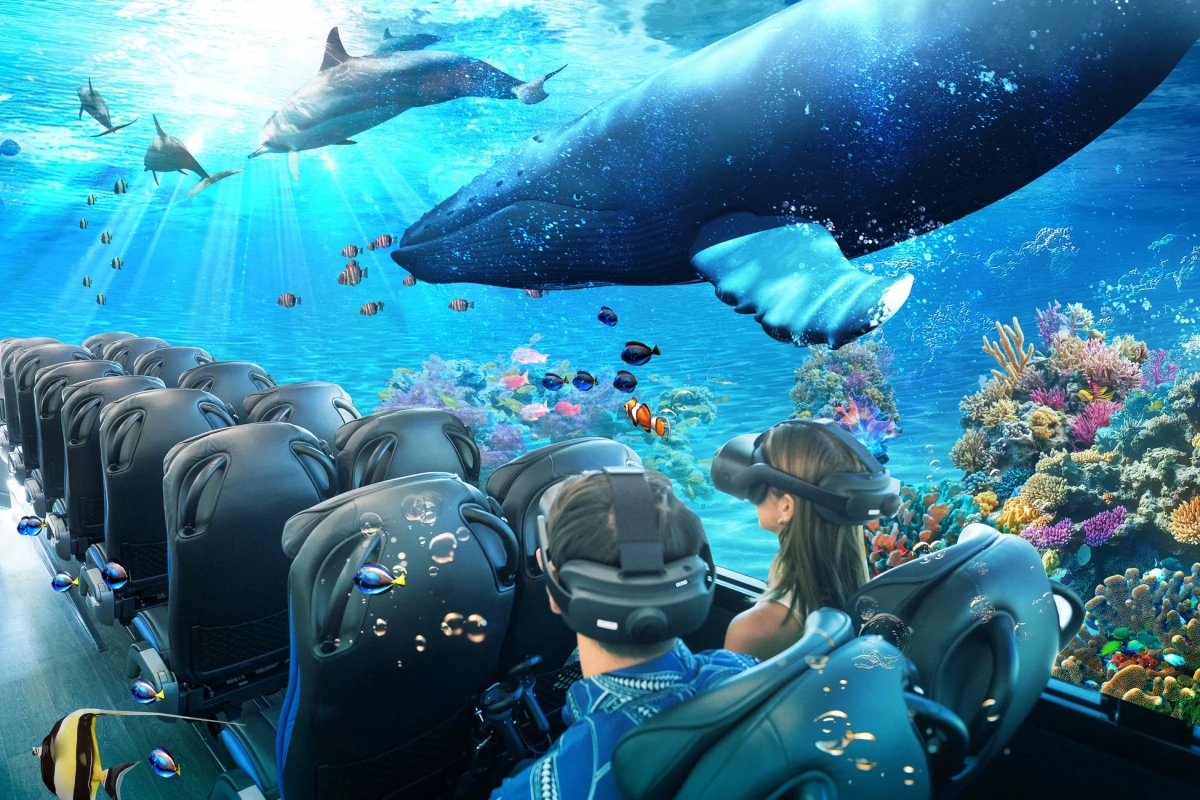 VRヘッドセットで海中世界を体験する人々