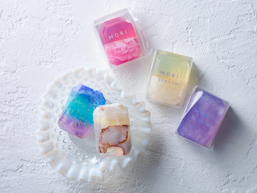 石鹸,ソープ,カラフル,クリスタル,宝石,美容,スキンケア,ギフト,おしゃれ,雑貨,ハンドメイド,透明感,キラキラ,パステルカラー,バスグッズ,Mori Sekken