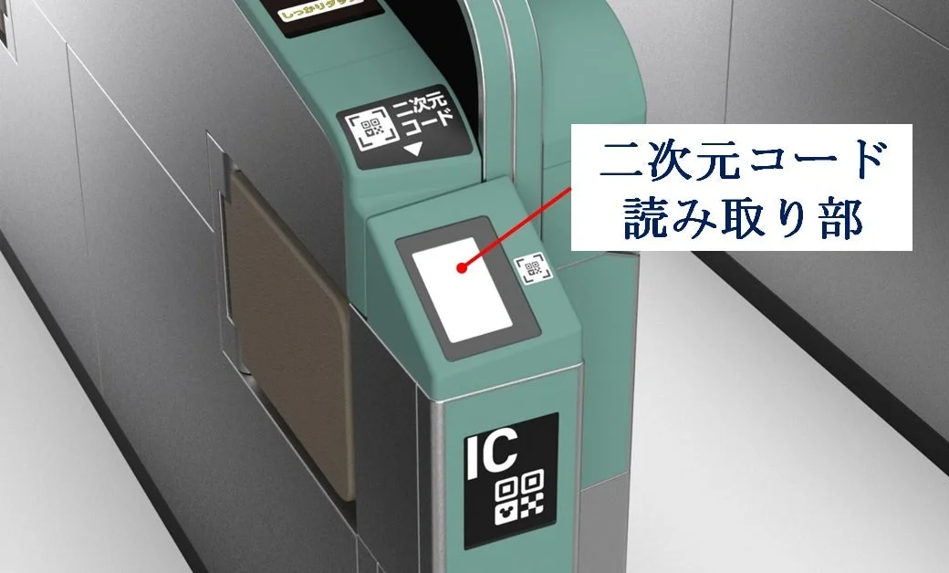 改札機の二次元コード読み取り部