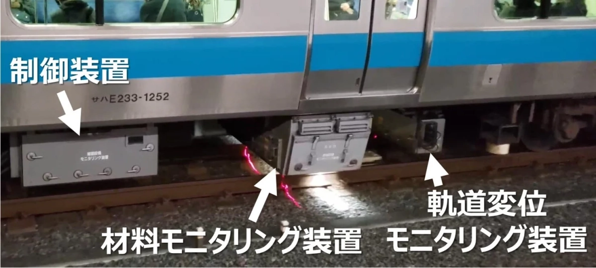 E233系電車の床下に設置されたモニタリング装置