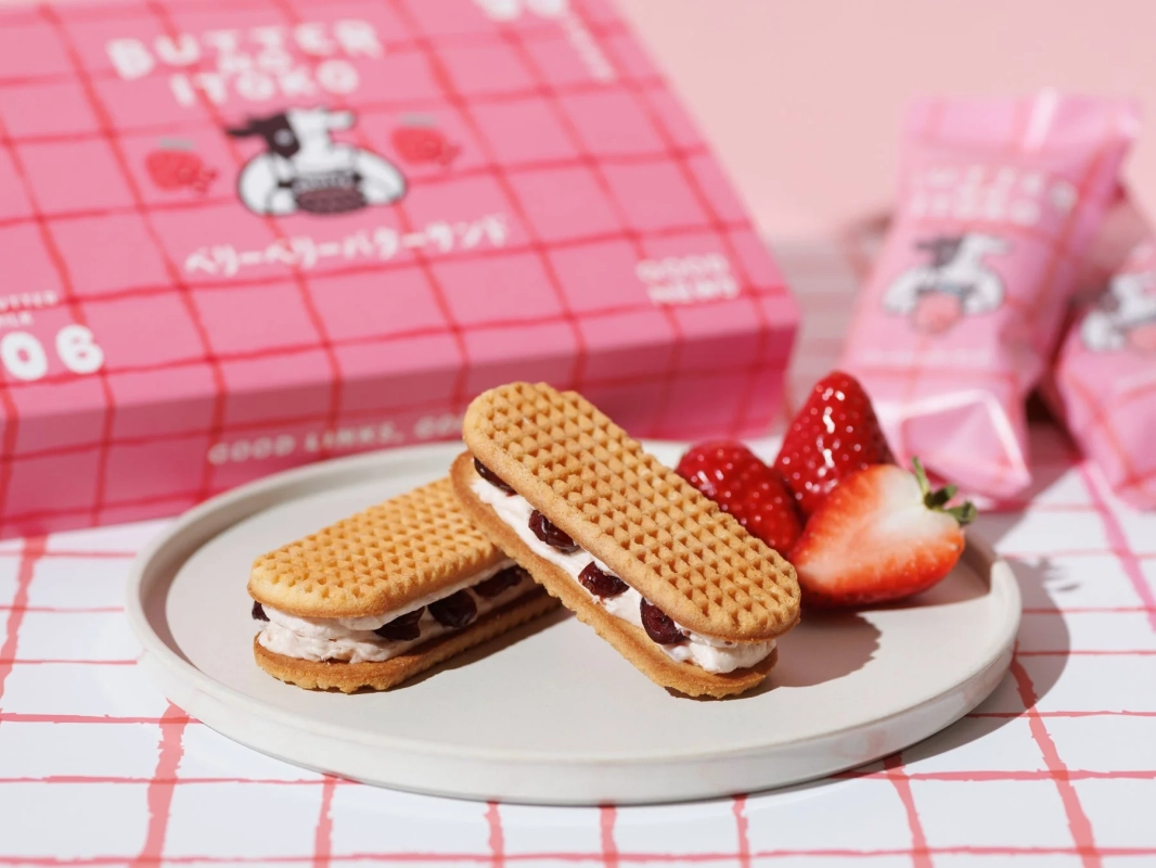 バターサンド, いちご, スイーツ, お菓子, ピンク, ギフト, デザート, 可愛い, チェック柄