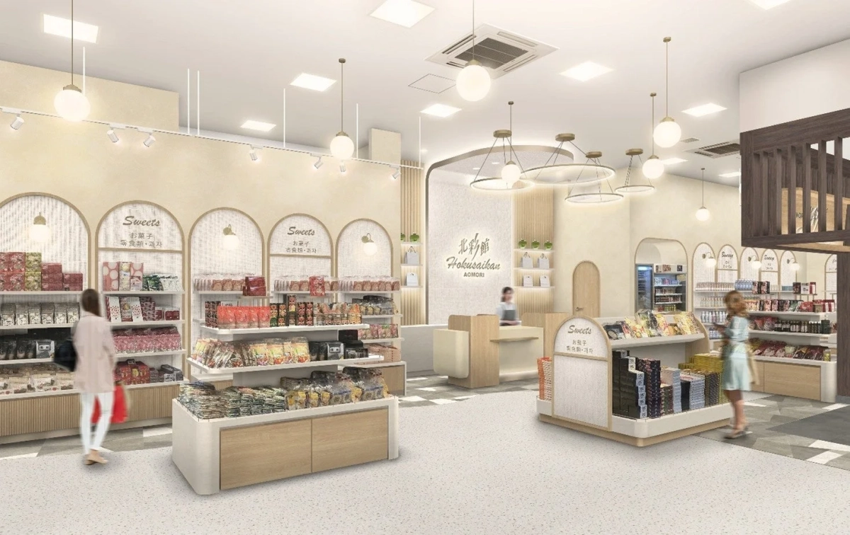 明るくモダンな内装のスイーツ・お土産店