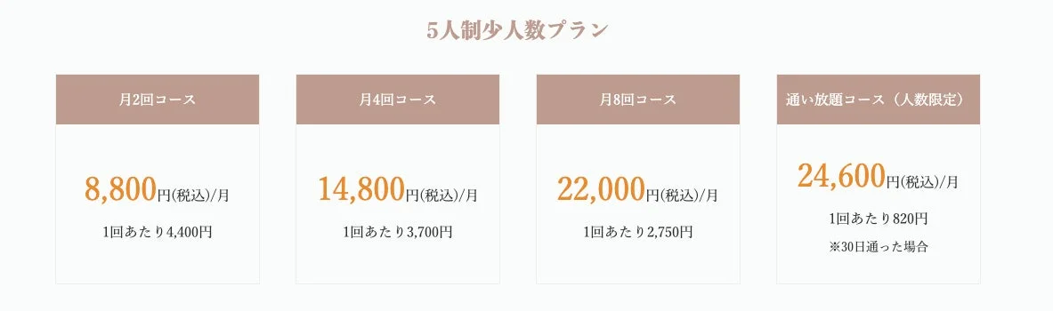 Pilates Mee Life 小山店の料金体系
