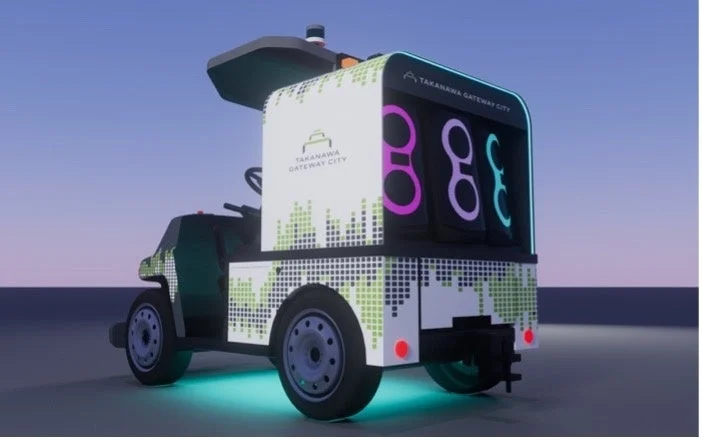 高輪ゲートウェイシティの未来的な自動運転車