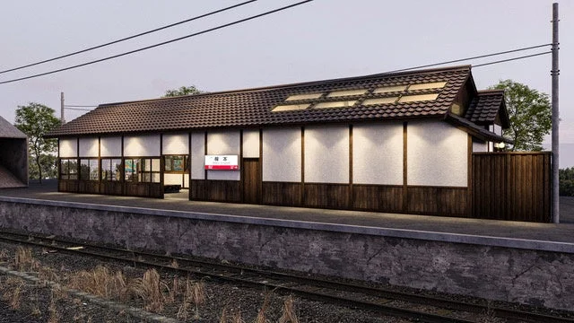 櫟本駅舎の様子