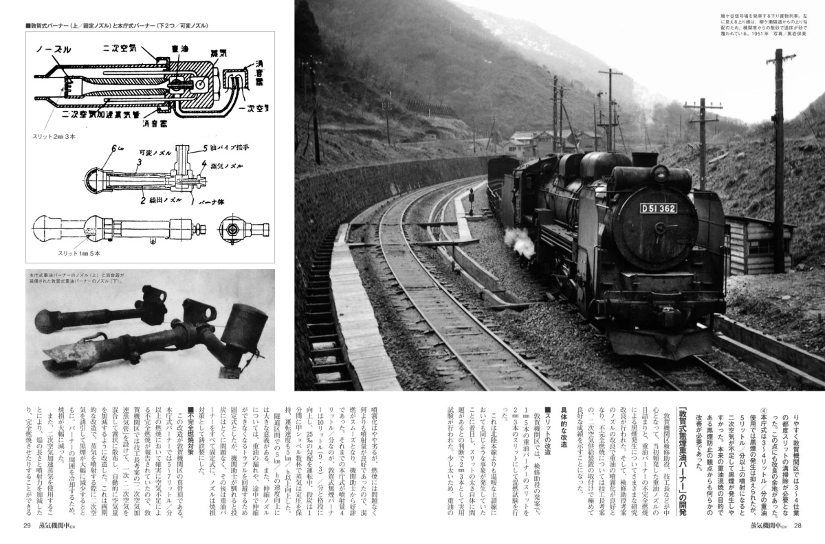 D51形蒸気機関車の重油バーナー解説