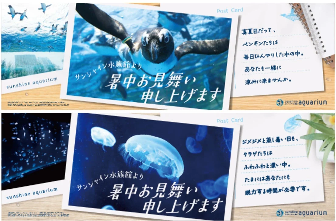 ペンギンとクラゲの中づり広告