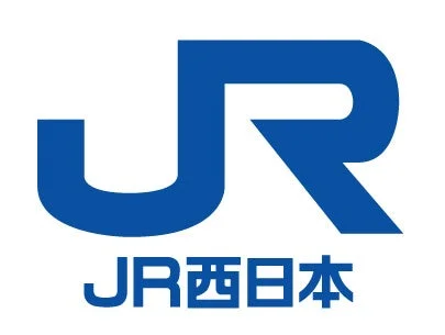 JR西日本のロゴマークが描かれています。青い「JR」の文字が大きく表示され、その下に「JR西日本」と書かれています。日本の主要な鉄道会社の一つであるJR西日本のブランドを象徴するデザインです。
