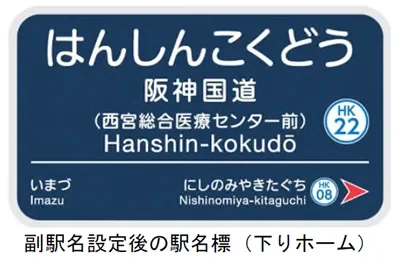 副駅名設定後の駅名標