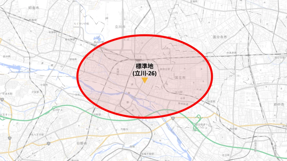 抽出エリア（東京都立川市錦町）