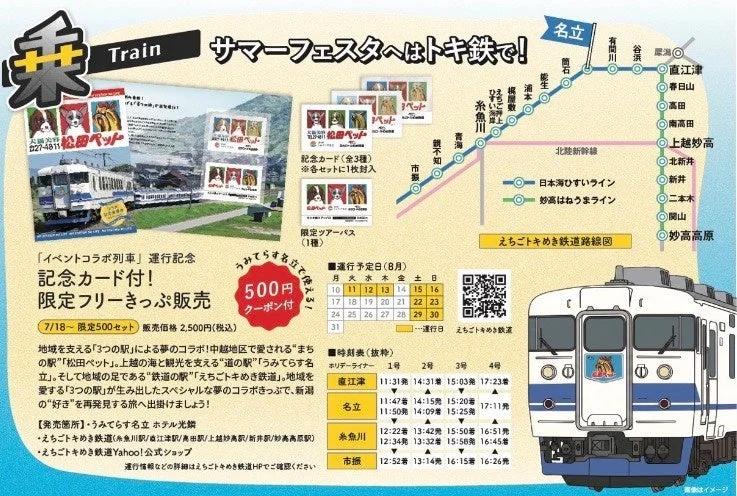 松田ペットデザインの記念乗車券とコラボ列車
