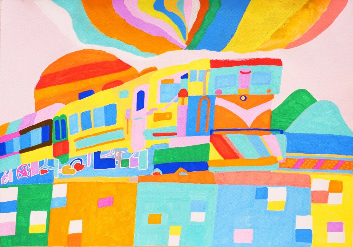 作品「夕日の列車」