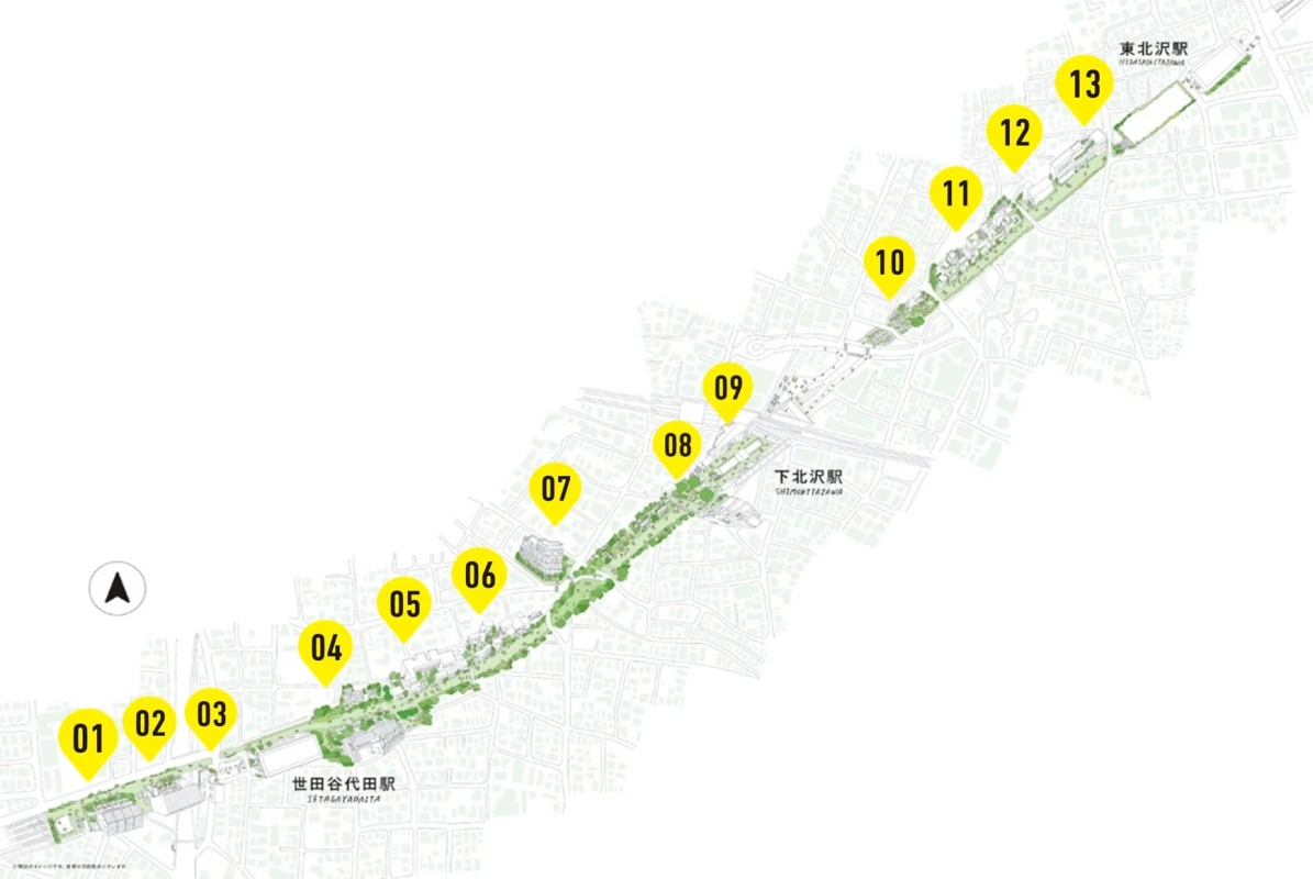 下北沢から世田谷代田駅にかけてのエリア地図