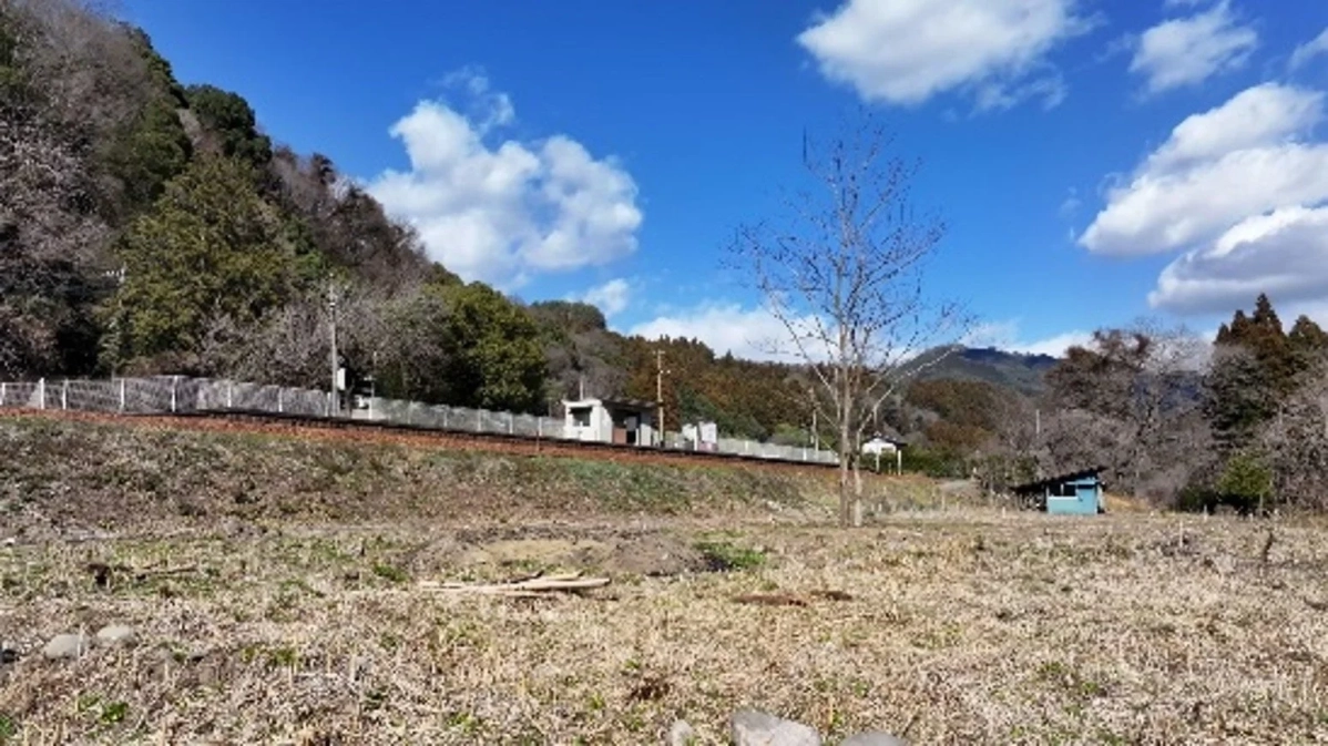 駅舎と山