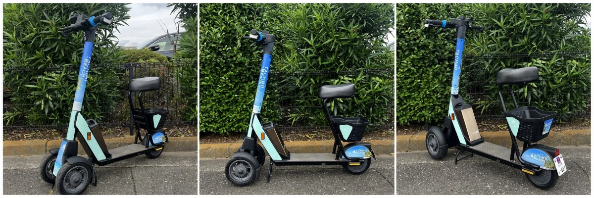 TACHIHI BEACHロゴの三輪電動スクーター
