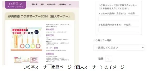 いがてつオンラインショップのつり革オーナー商品ページ(個人オーナー)のイメージ