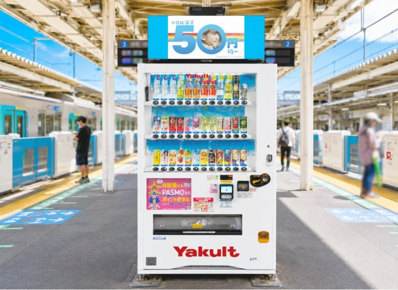 駅のホームに設置されたデジタルサイネージ