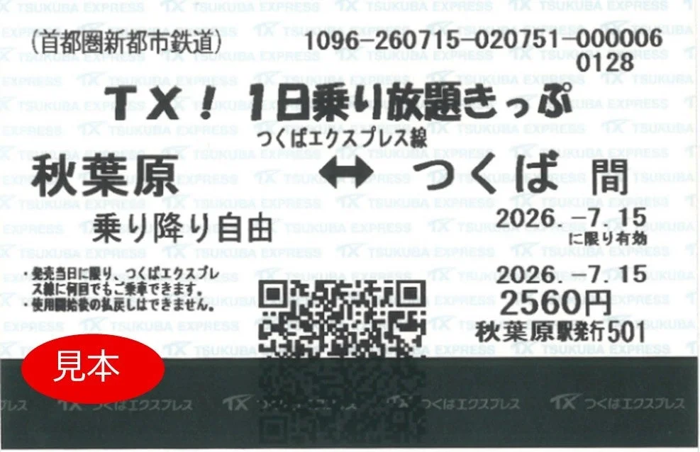 TX! 1日乗り放題きっぷ 大人用見本