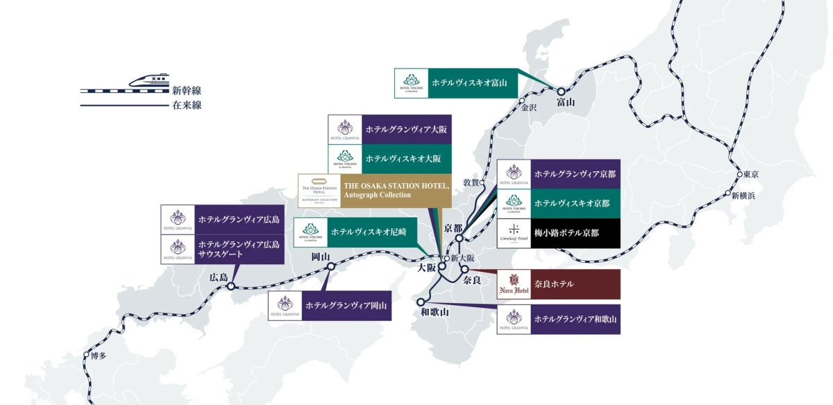 運営ホテルと路線図